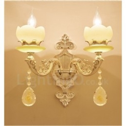 Applique da parete per interni in metallo, 2 luci, tradizionale classico, soggiorno, sala da pranzo, camera da letto