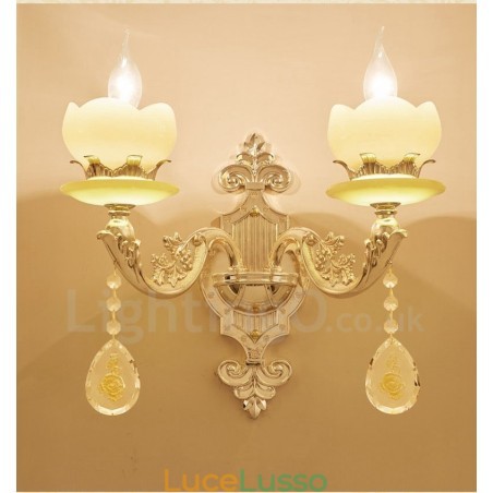 Applique da parete per interni in metallo, 2 luci, tradizionale classico, soggiorno, sala da pranzo, camera da letto Applique da parete per interni in metallo, 2 luci, tradizionale classico, soggiorno, sala da pranzo, camera da letto