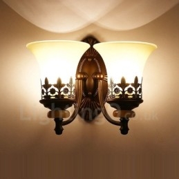 Applique da parete per interni in metallo tradizionale classico a 2 luci per soggiorno, sala da pranzo, camera da letto