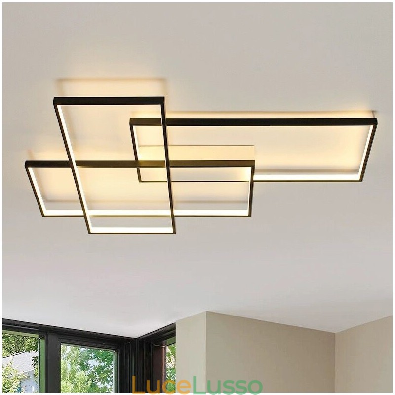 Moderna lampada da soffitto in alluminio con pittura contemporanea, lampada da parete a filo con dimmer remoto per soggiorno, camera da letto