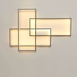 Moderna lampada da soffitto in alluminio con pittura contemporanea, lampada da parete a filo con dimmer remoto per soggiorno, camera da letto