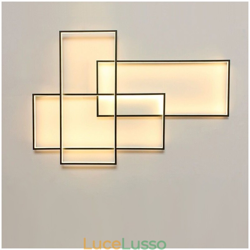 Moderna lampada da soffitto in alluminio con pittura contemporanea, lampada da parete a filo con dimmer remoto per soggiorno, camera da letto