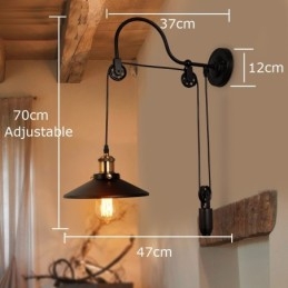 Applique retrò a filo, luci da parete, corridoio, bar, caffetteria, camera da letto, studio, soppalco, lampada da parete a puleggia
