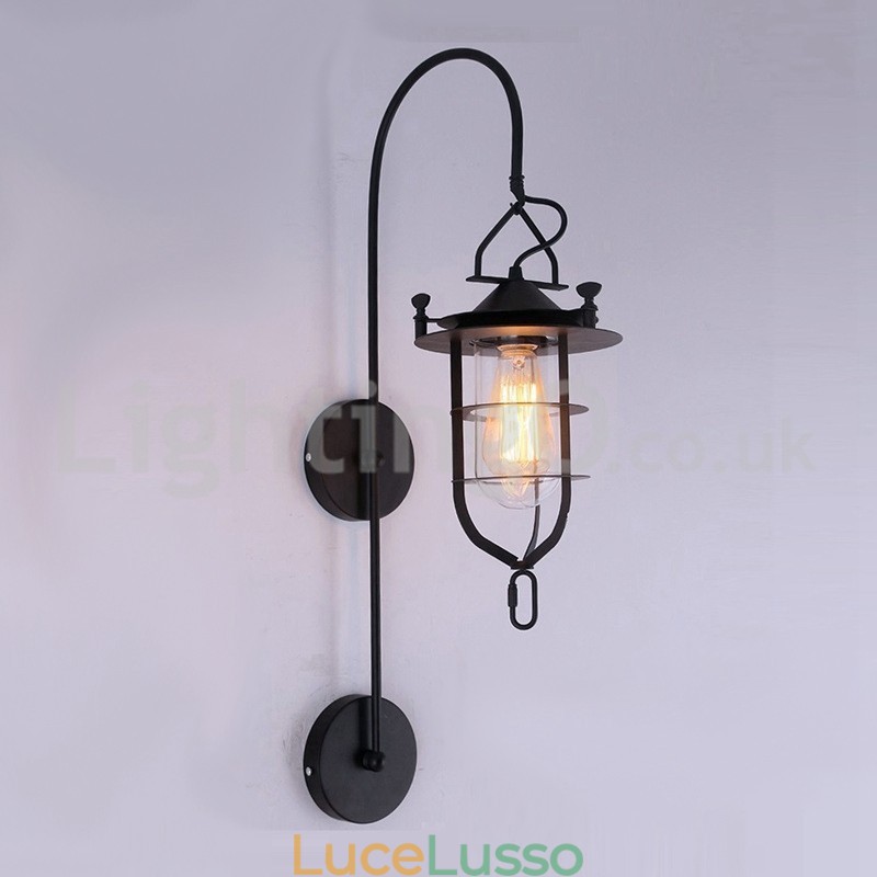 Lampada da parete retrò Dock Applique da parete nera per banchina Applique per banchina Ristorante Soggiorno Bar caffetteria Negozio di abbigliamento