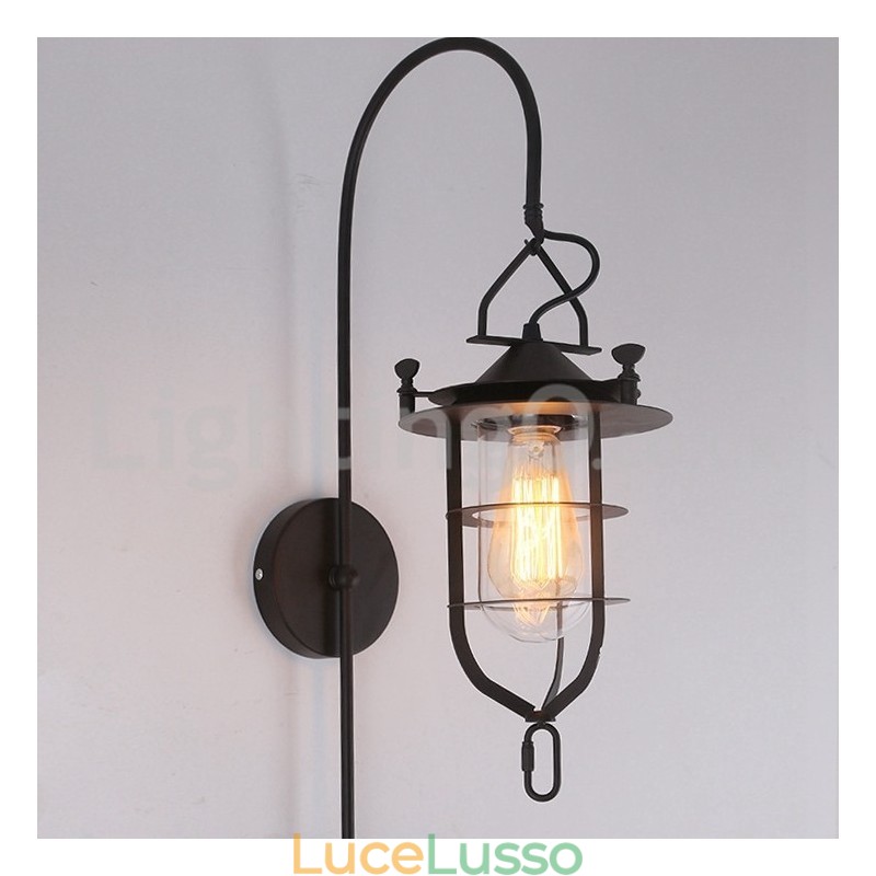 Lampada da parete retrò Dock Applique da parete nera per banchina Applique per banchina Ristorante Soggiorno Bar caffetteria Negozio di abbigliamento