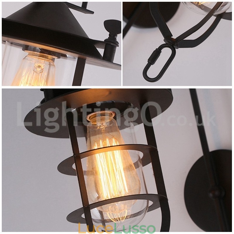 Lampada da parete retrò Dock Applique da parete nera per banchina Applique per banchina Ristorante Soggiorno Bar caffetteria Negozio di abbigliamento