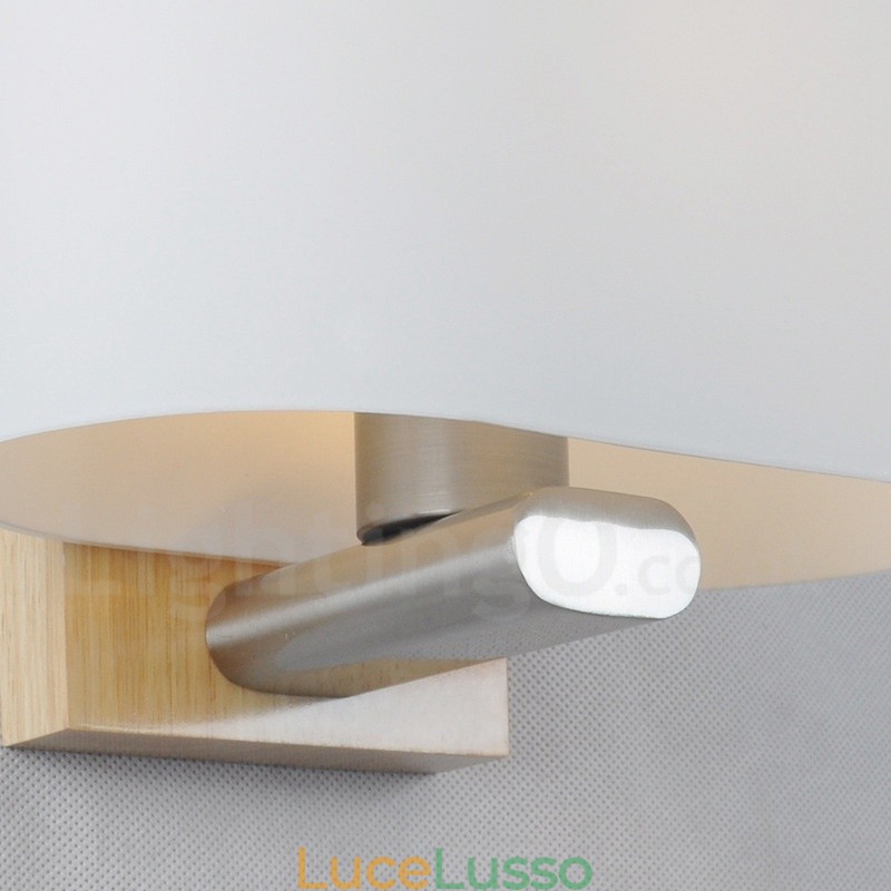 Applique da parete moderne in legno e acciaio inossidabile con paralume in vetro per corridoio, bar, caffetteria, camera da letto, studio, soppalco, lampada da parete a puleggia
