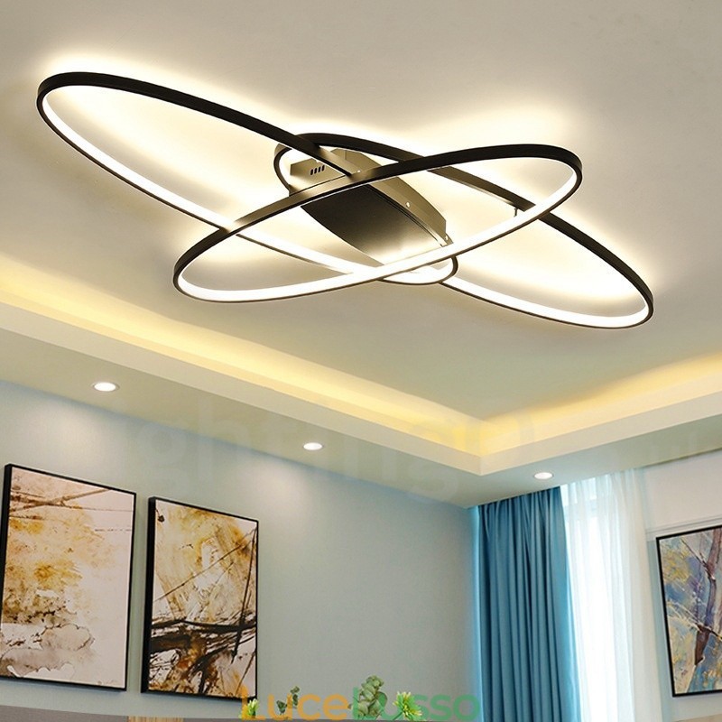 Lampada da soffitto ovale moderna contemporanea in alluminio dimmerabile, lampada da soffitto a filo per soggiorno, camera da letto, può essere utilizzata anche come applique