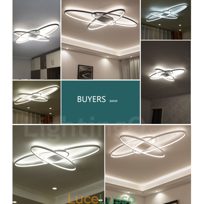 Lampada da soffitto ovale moderna contemporanea in alluminio dimmerabile, lampada da soffitto a filo per soggiorno, camera da letto, può essere utilizzata anche come applique