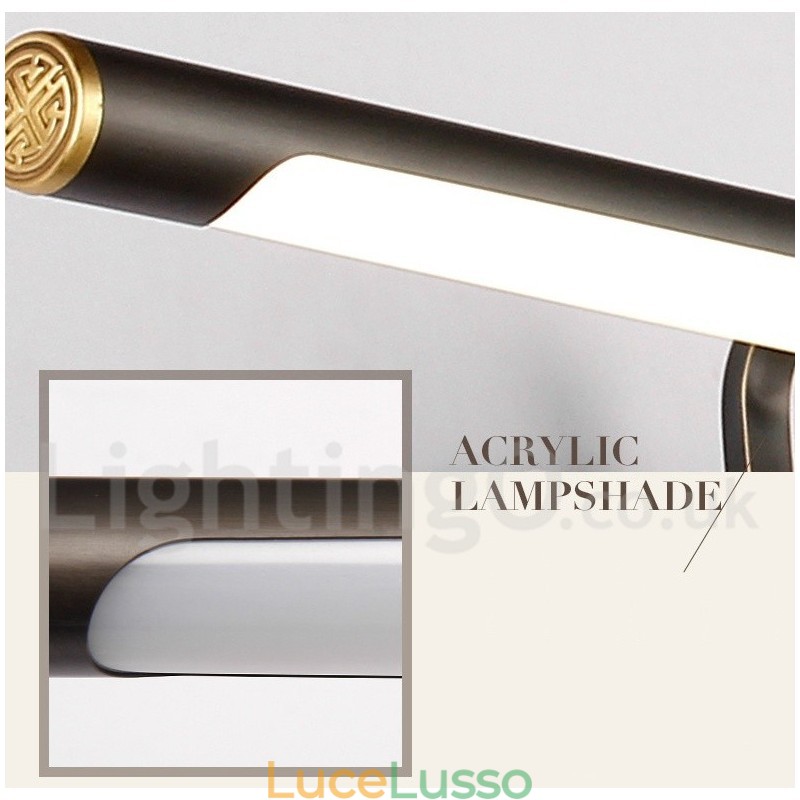 Lampada da specchio IP Luci da bagno Luci da parete in ottone puro con paralume in acrilico Illuminazione per il trucco