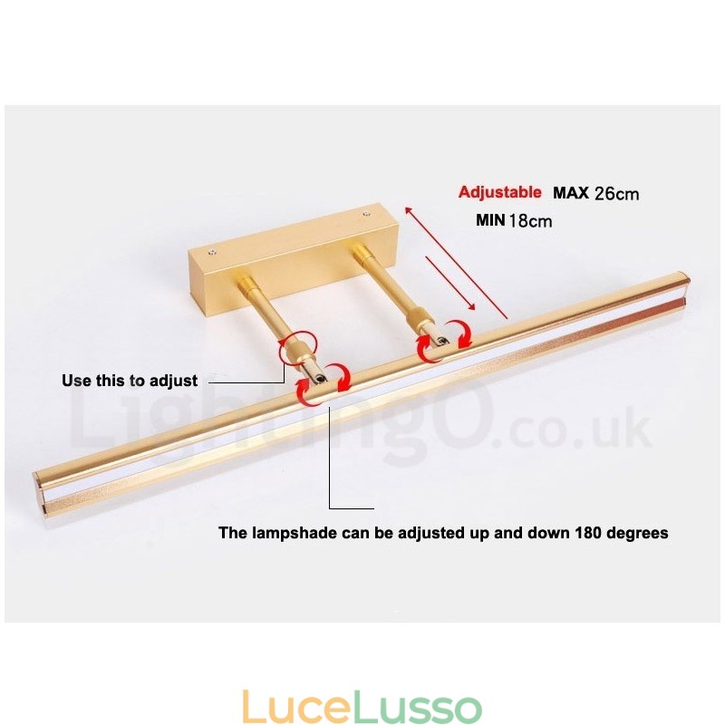 Lampada da specchio IP44 Luci da bagno Luci da parete su e giù con paralume in acrilico Illuminazione per il trucco