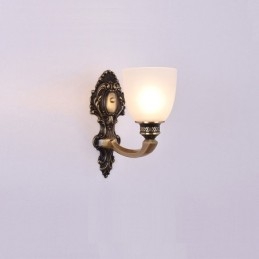 Applique da parete in ottone puro, lussuosa, rustica, retrò, vintage, con 1 candela, con paralume in vetro, speciale per hotel, ufficio, showroom, soggiorno, sala da pranzo