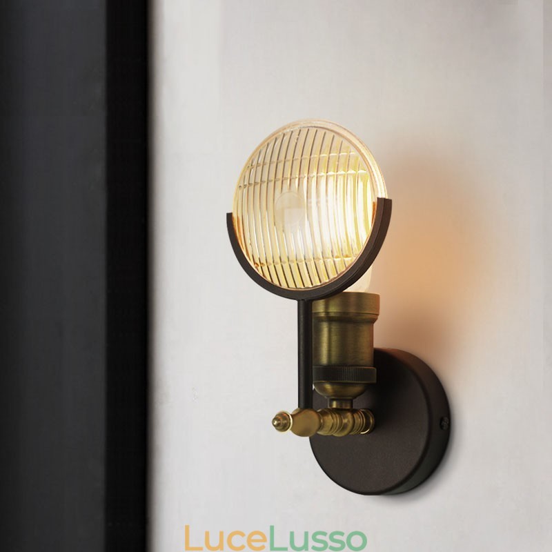 Applique da parete rustica retrò vintage con paralume in vetro, speciale per hotel, ufficio, showroom, soggiorno, sala da pranzo