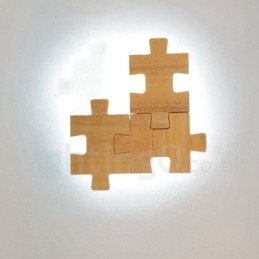 Applique da parete in legno con paralume in acrilico, moderna lampada da parete in legno e bambù contemporanea