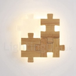 Applique da parete in legno con paralume in acrilico, moderna lampada da parete in legno e bambù contemporanea