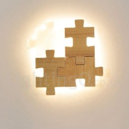 Applique da parete in legno con paralume in acrilico, moderna lampada da parete in legno e bambù contemporanea