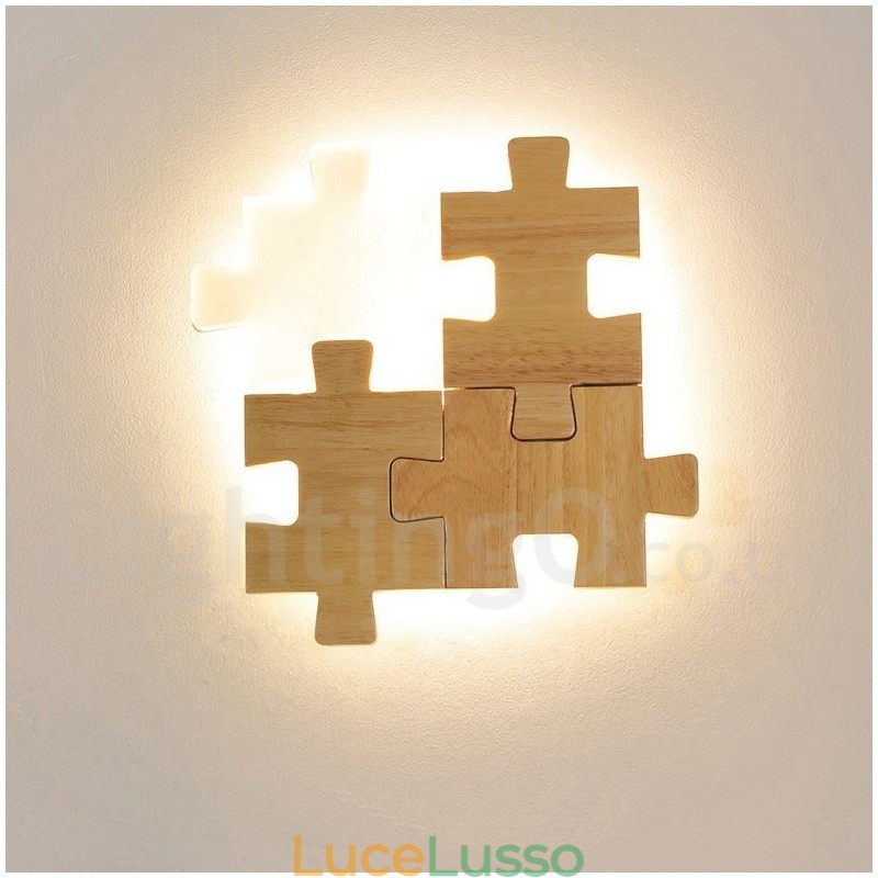 Applique da parete in legno con paralume in acrilico, moderna lampada da parete in legno e bambù contemporanea