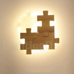 Applique da parete in legno con paralume in acrilico, moderna lampada da parete in legno e bambù contemporanea