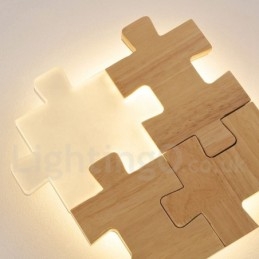 Applique da parete in legno con paralume in acrilico, moderna lampada da parete in legno e bambù contemporanea