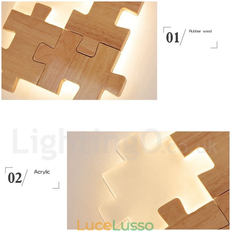 Applique da parete in legno con paralume in acrilico, moderna lampada da parete in legno e bambù contemporanea