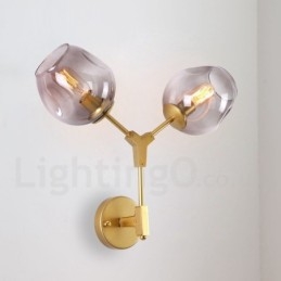 Applique da parete rustica retrò vintage a due luci con paralume in vetro multicolore, speciale per hotel, ufficio, showroom, soggiorno, camera da letto