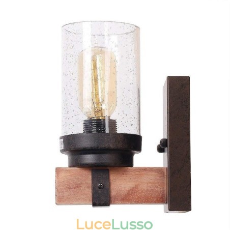 Applique da parete in stile industriale vintage in legno da 1 luce per bar, loft, caffè, ristorante Applique da parete in stile industriale vintage in legno da 1 luce per bar, loft, caffè, ristorante
