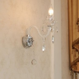 1 luce abbinata candela di cristallo lampada da parete retrò in vetro