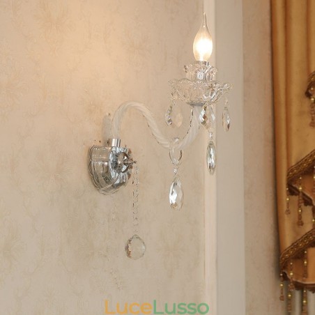 1 luce abbinata candela di cristallo lampada da parete retrò in vetro 1 luce abbinata candela di cristallo lampada da parete retrò in vetro