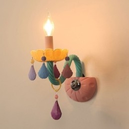 Macaron 1 luce candela multi cristallo retrò lampada da parete in vetro per la camera dei bambini camera da letto per bambini
