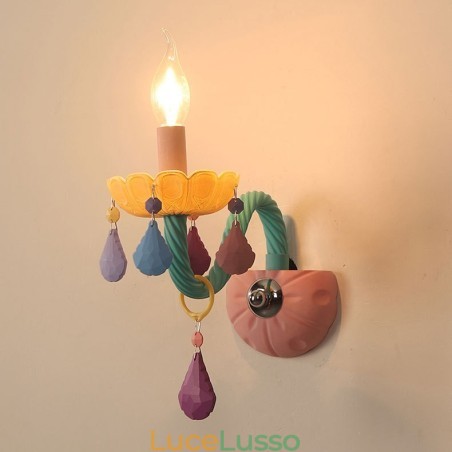 Macaron 1 luce candela multi cristallo retrò lampada da parete in vetro per la camera dei bambini camera da letto per bambini Macaron 1 luce candela multi cristallo retrò lampada da parete in vetro per la camera dei bambini camera da letto per bambini