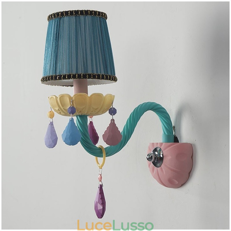 Macaron 1 luce candela multi cristallo retrò lampada da parete in vetro per la camera dei bambini camera da letto per bambini