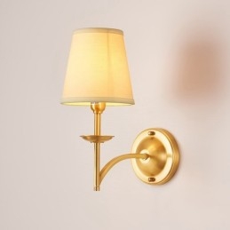 Applique da parete in ottone puro, lussuosa, rustica, retrò, vintage, a 1 luce, con paralume in tessuto, speciale per hotel, camera da letto, showroom, soggiorno, sala da pranzo