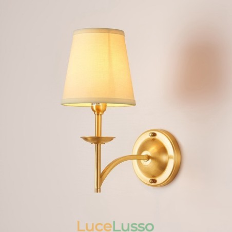 Applique da parete in ottone puro, lussuosa, rustica, retrò, vintage, a 1 luce, con paralume in tessuto, speciale per hotel, camera da letto, showroom, soggiorno, sala da pranzo Applique da parete in ottone puro, lussuosa, rustica, retrò, vintage, a 1 luce, con paralume in tessuto, speciale per hotel, camera da letto, showroom, soggiorno, sala da pranzo