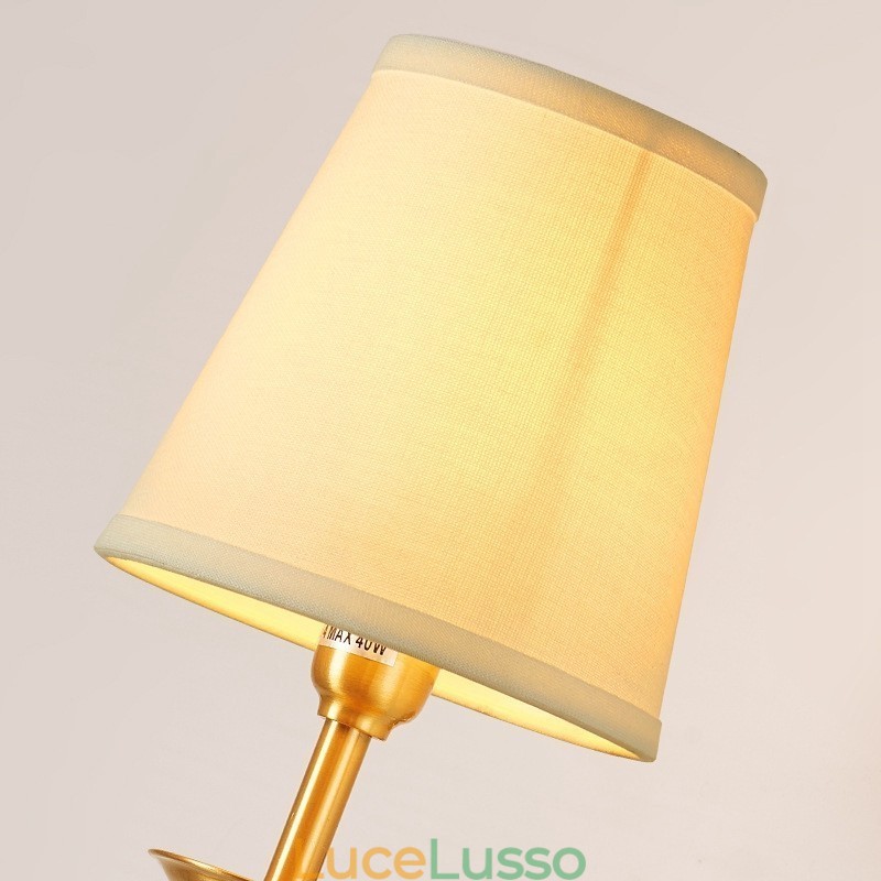Applique da parete in ottone puro, lussuosa, rustica, retrò, vintage, a 1 luce, con paralume in tessuto, speciale per hotel, camera da letto, showroom, soggiorno, sala da pranzo