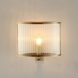 Applique da parete vintage retrò rustico di lusso in ottone puro a 1 luce con paralume in vetro