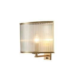 Applique da parete vintage retrò rustico di lusso in ottone puro a 1 luce con paralume in vetro