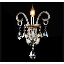 1 luce da parete in vetro retrò con candela di cristallo K9 color cognac abbinato