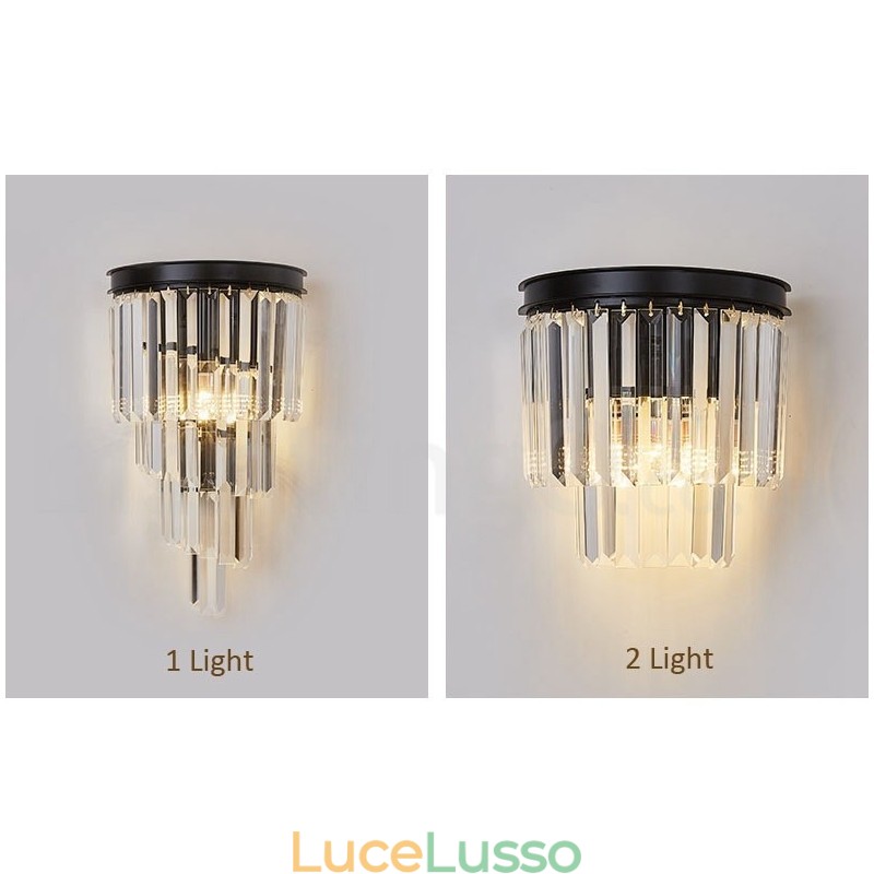 Moderna lampada da parete di lusso in cristallo K9 con paralume in cristallo