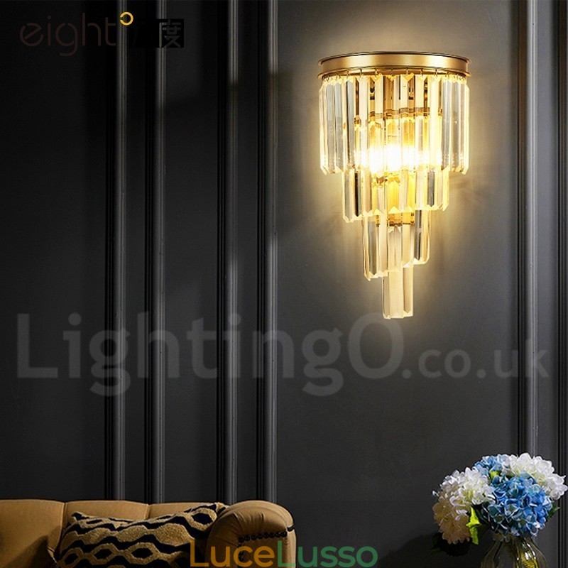 Moderna lampada da parete di lusso in cristallo K9 con paralume in cristallo
