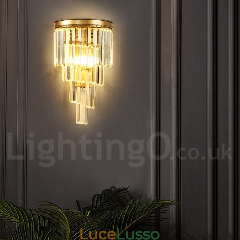 Moderna lampada da parete di lusso in cristallo K9 con paralume in cristallo