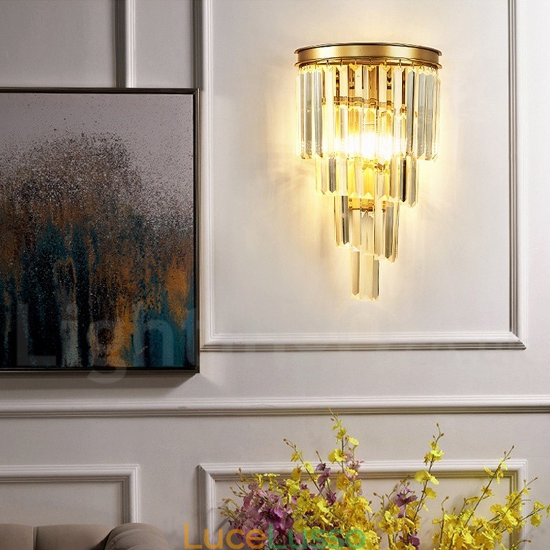 Moderna lampada da parete di lusso in cristallo K9 con paralume in cristallo