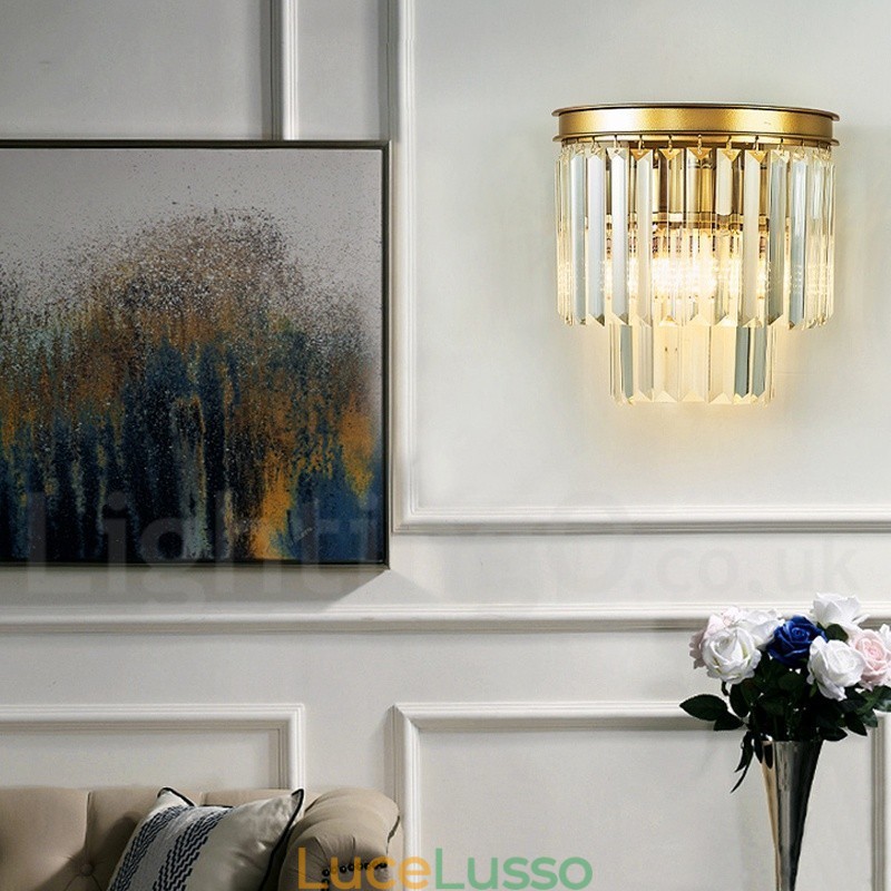 Moderna lampada da parete di lusso in cristallo K9 con paralume in cristallo