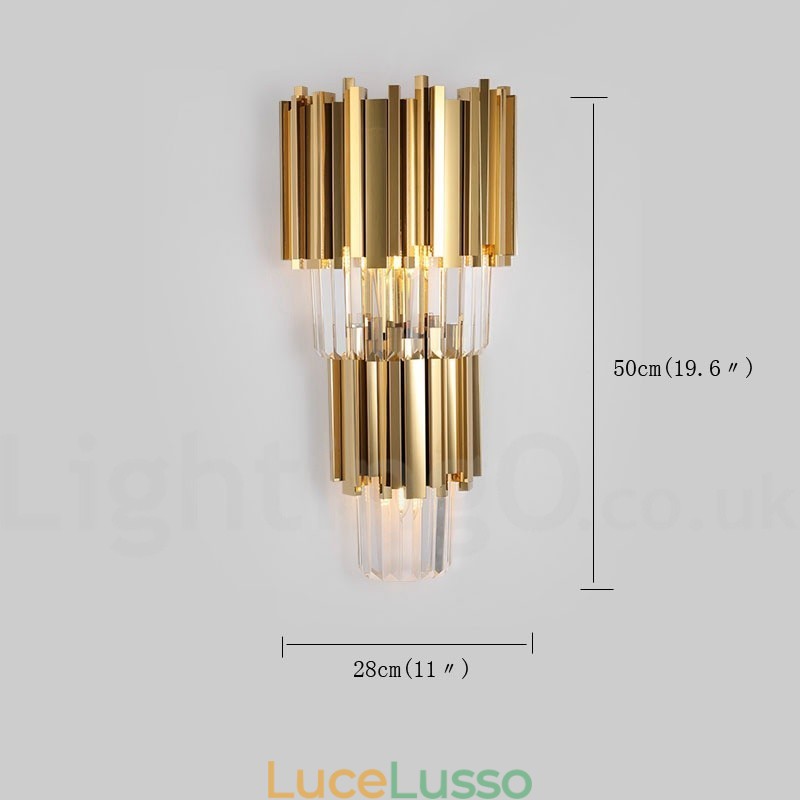 Moderna lampada da parete di lusso in cristallo K9 con paralume in cristallo