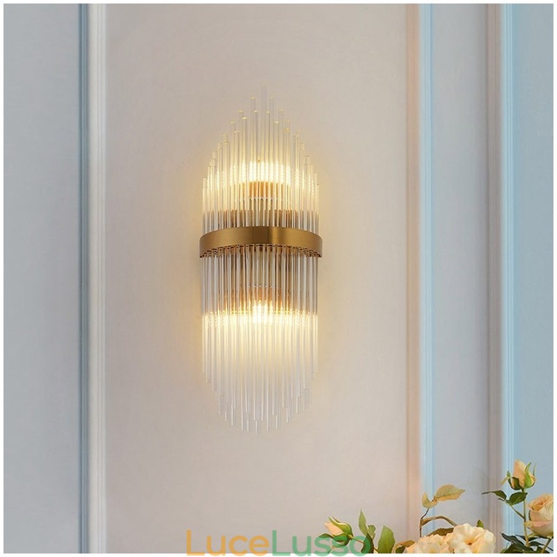 Moderna lampada da parete di lusso in cristallo K9 con paralume in cristallo