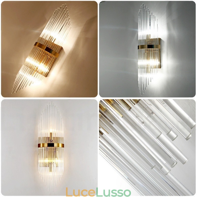 Moderna lampada da parete di lusso in cristallo K9 con paralume in cristallo