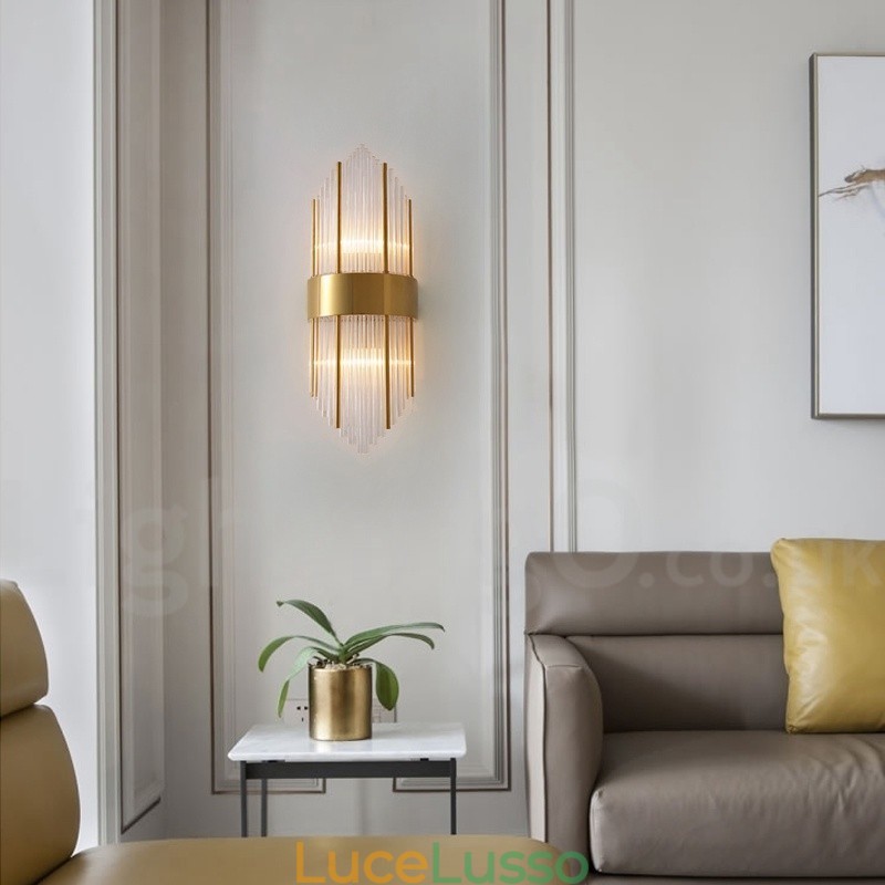 Moderna lampada da parete di lusso in cristallo K9 con paralume in cristallo