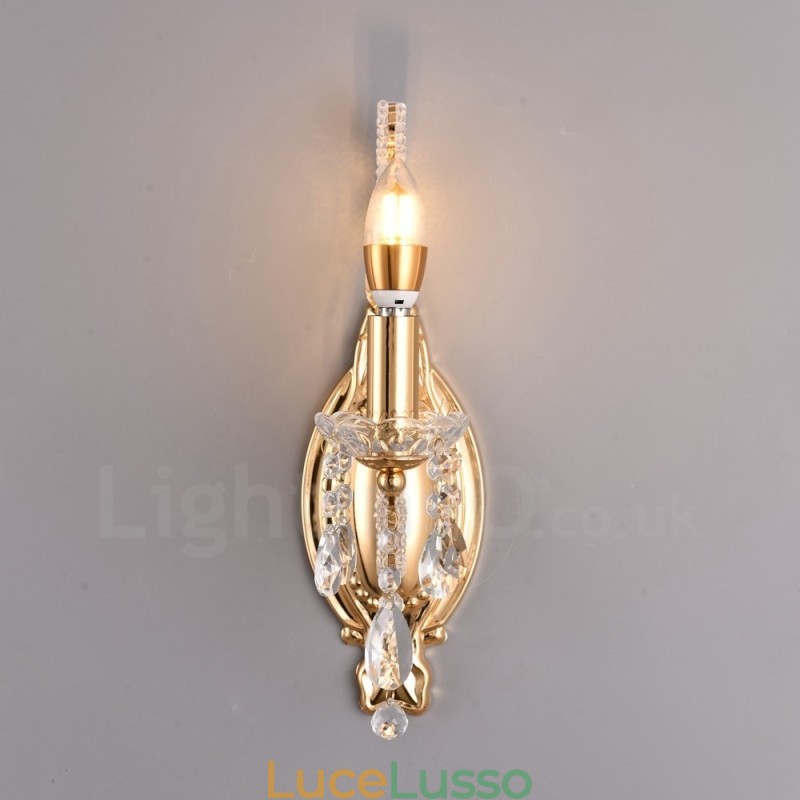 1 luce oro nero stile americano lampada da parete in cristallo per soggiorno sala da pranzo negozio di abbigliamento negozio di caffè hotel