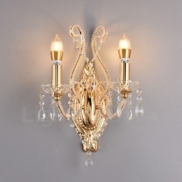 Applique da parete in cristallo stile americano nero oro 2 luci per soggiorno sala da pranzo negozio di abbigliamento caffetteria hotel