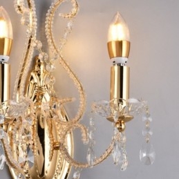 Applique da parete in cristallo stile americano nero oro 2 luci per soggiorno sala da pranzo negozio di abbigliamento caffetteria hotel