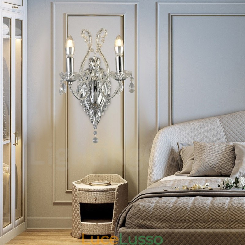 Applique da parete in cristallo stile americano nero oro 2 luci per soggiorno sala da pranzo negozio di abbigliamento caffetteria hotel